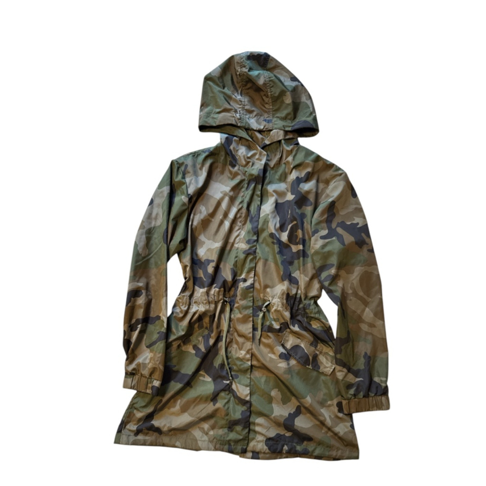 Athletic Collection Camo Print Long Windbreaker Jacket Women’s Size L